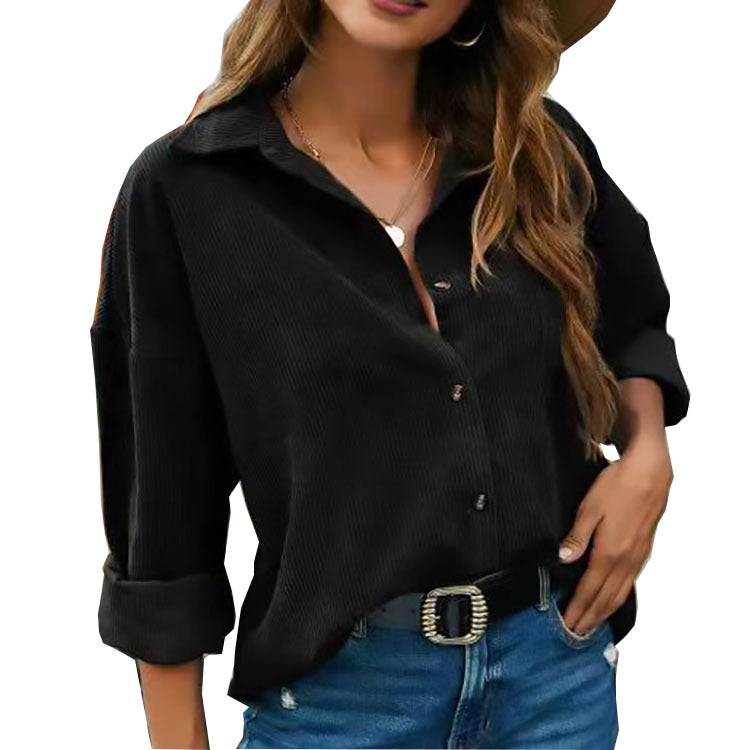 Fashion Solid Color Long Sleeve Shirt For Women