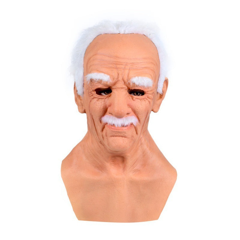 Bald Grandpa Maskwig Latex Old Head Cover