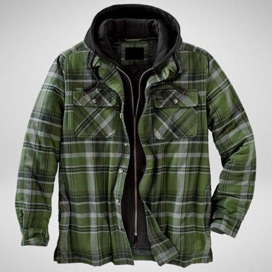 Checked Long Sleeve Hooded Jacket