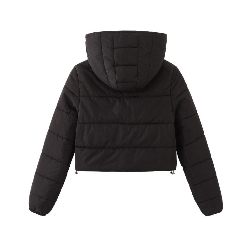 Fashion Zipper Hooded Short Coat Winter Mandela-color Jacket Outerwear Women's Clothing