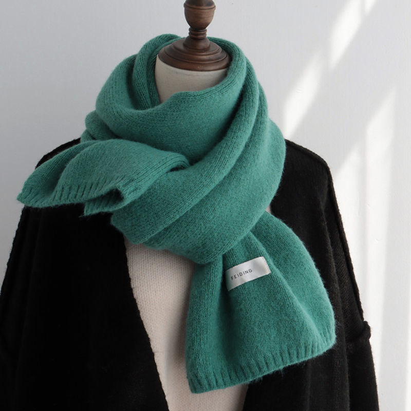 Solid Color Scarf Knitted Wool Keep Warm Scarf