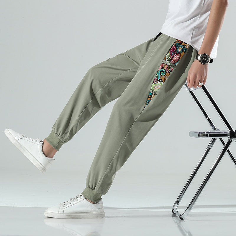 Plus Size Cropped Pants Chinese Style Men's Trendy Casual Pants