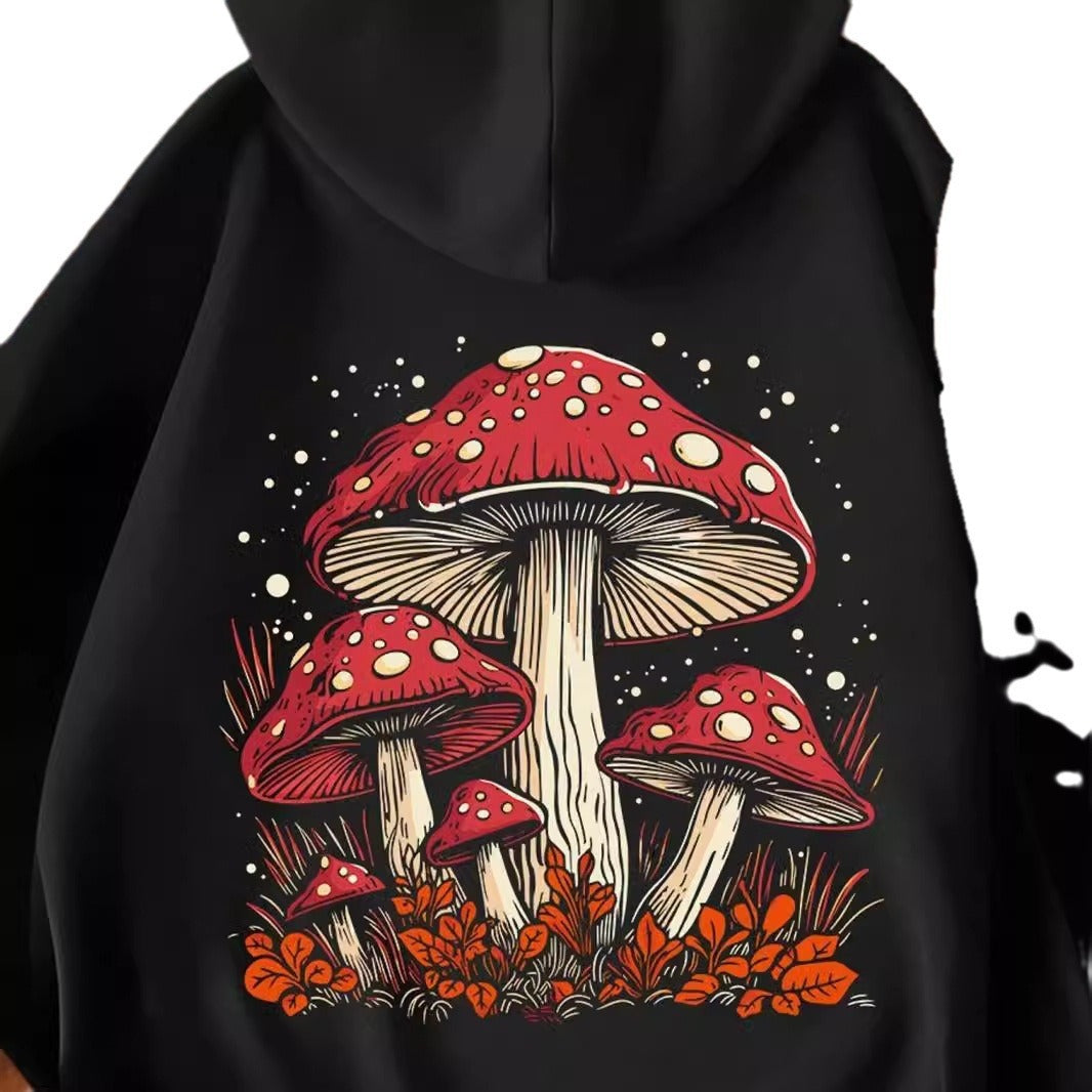 Women's Mushroom Fashion Printed Velvet Hoodie