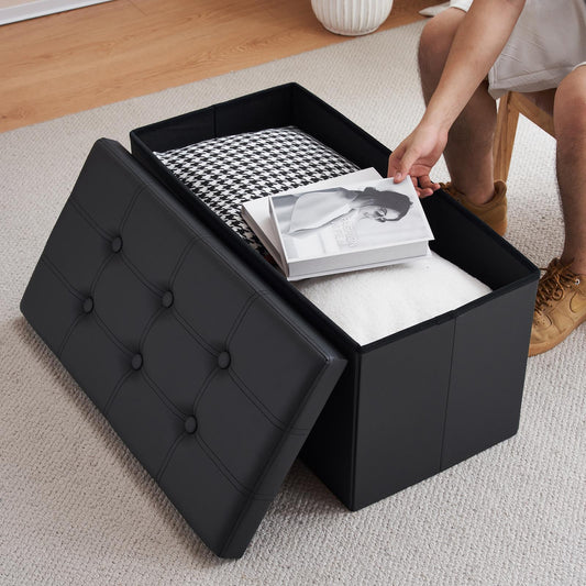 Storage Box Foldable Ottoman Seat Toy Storage Box Foot Stool Bench Home Stool