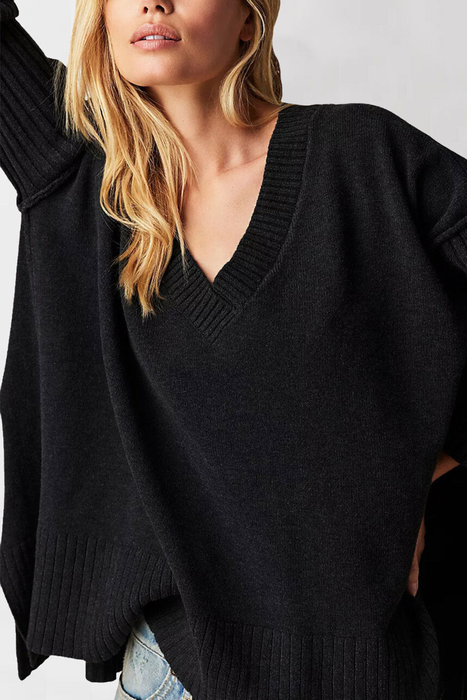 V-neck Irregular Splicing Pullover Loose-fitting Women's