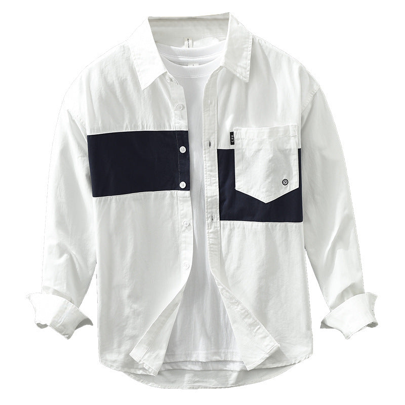 Color Contrast Patchwork Men's Leisure Cargo Shirt