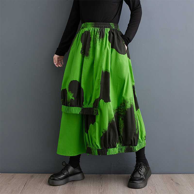 Artistic Loose Slimming Tie-dyed Printed Irregular Personality All-match Skirt