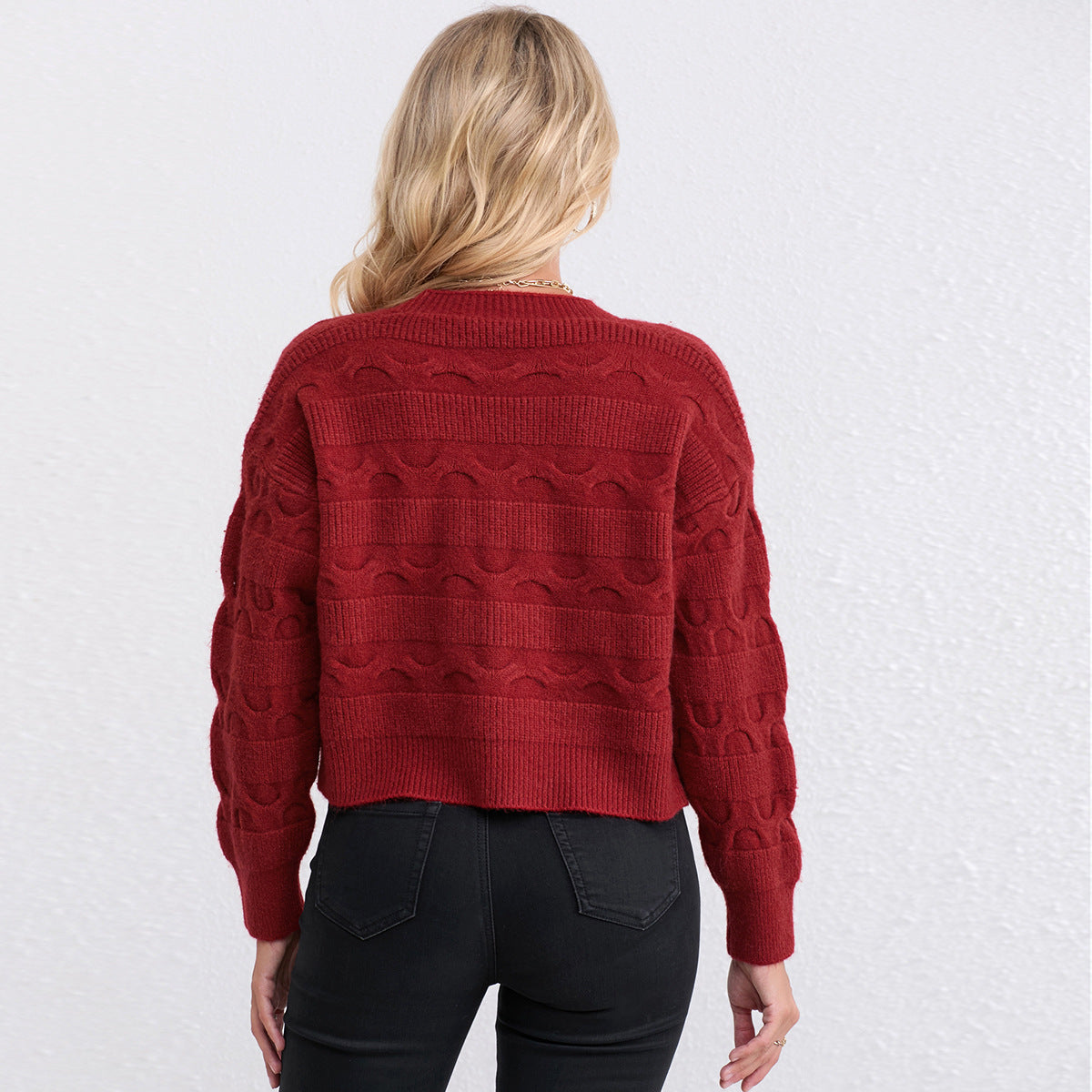 Women's Short Knitted Cardigan Fashion Long Sleeve Sweater