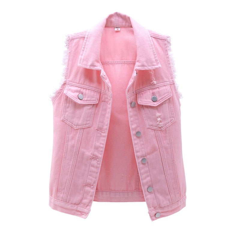 Multi-Color Selection Denim Vest Women's Slim Sleeveless Jacket