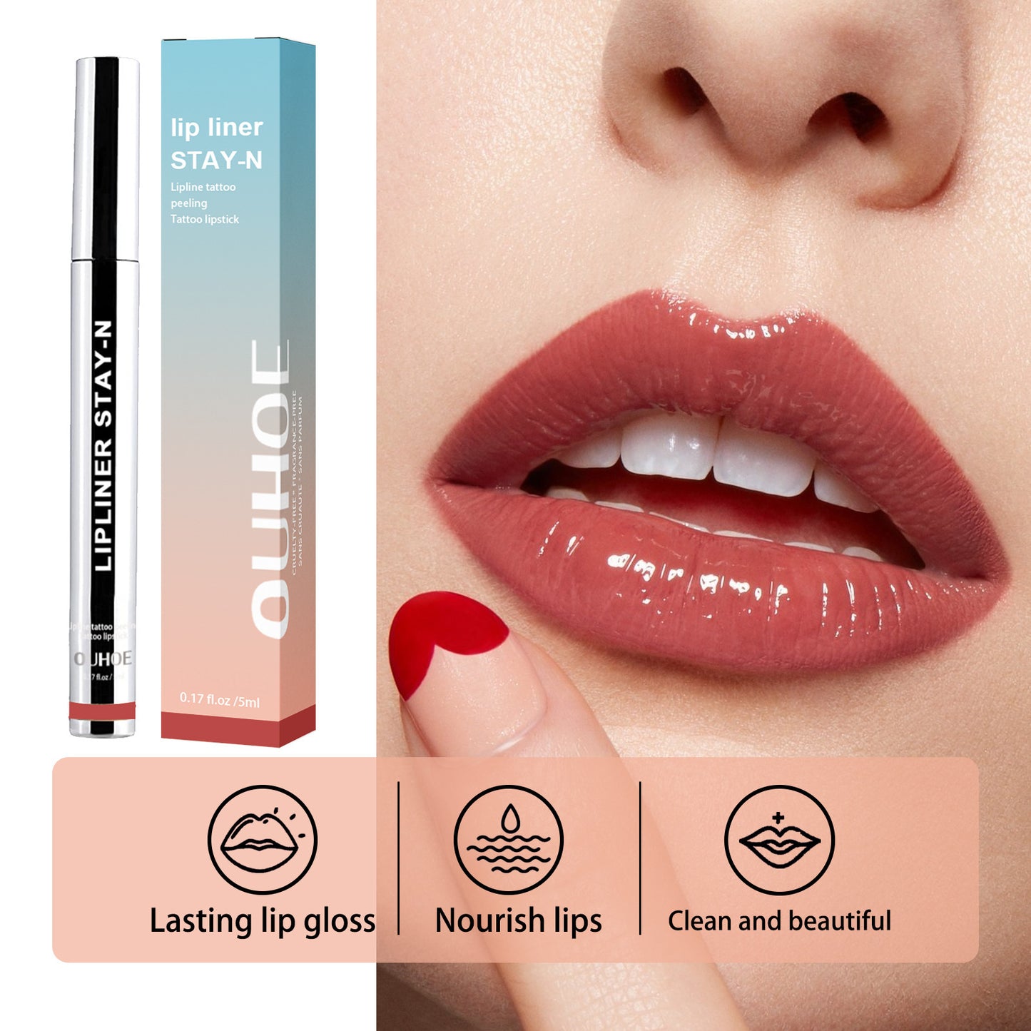 Lip Liner Pen Dark Brown Waterproof Long Lasting Plump Soft Lip Gloss Makeup Cosmetics