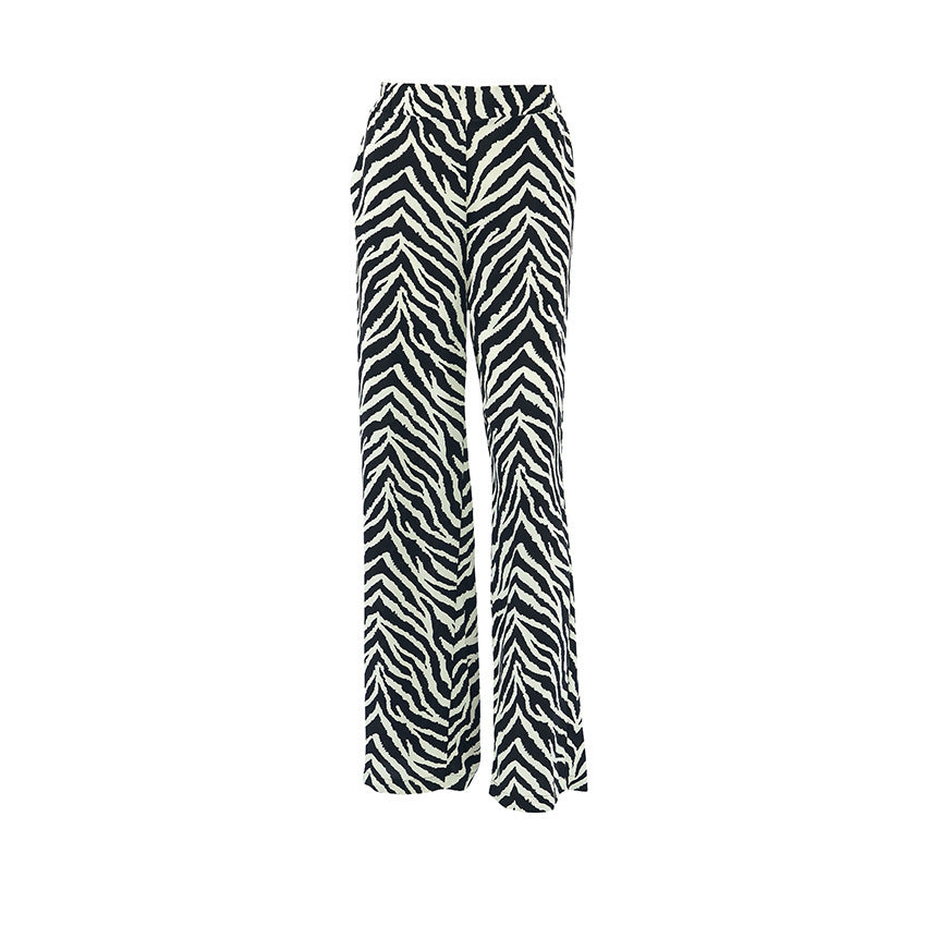 Zebra Pattern Fashion Pants Niche High Waist Contrast Color