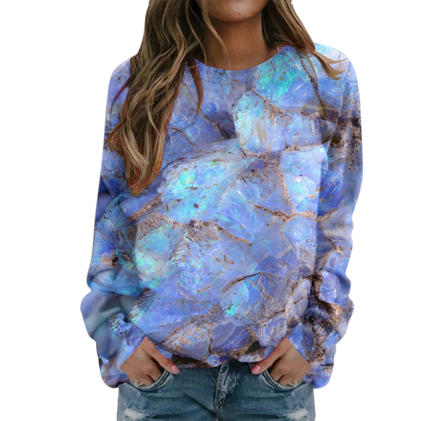 Starry Sky 3D Digital Printing Women's Round Neck Sweater