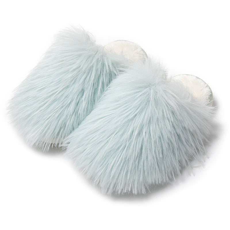 Long Hair Baotou Candy Color Cotton Slippers