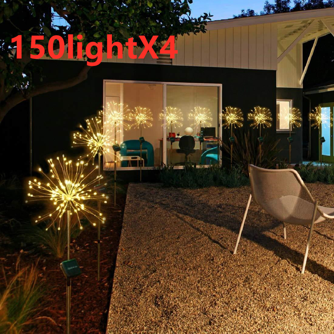 New Ground Plug Solar Fireworks Light LED Light String Copper Wire Outdoor Garden Decoration Star Lights Christmas Lights