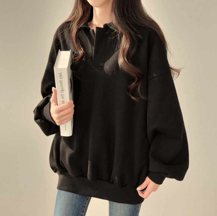 Idle Style Casual Loose Retro Sweater Coat For Women