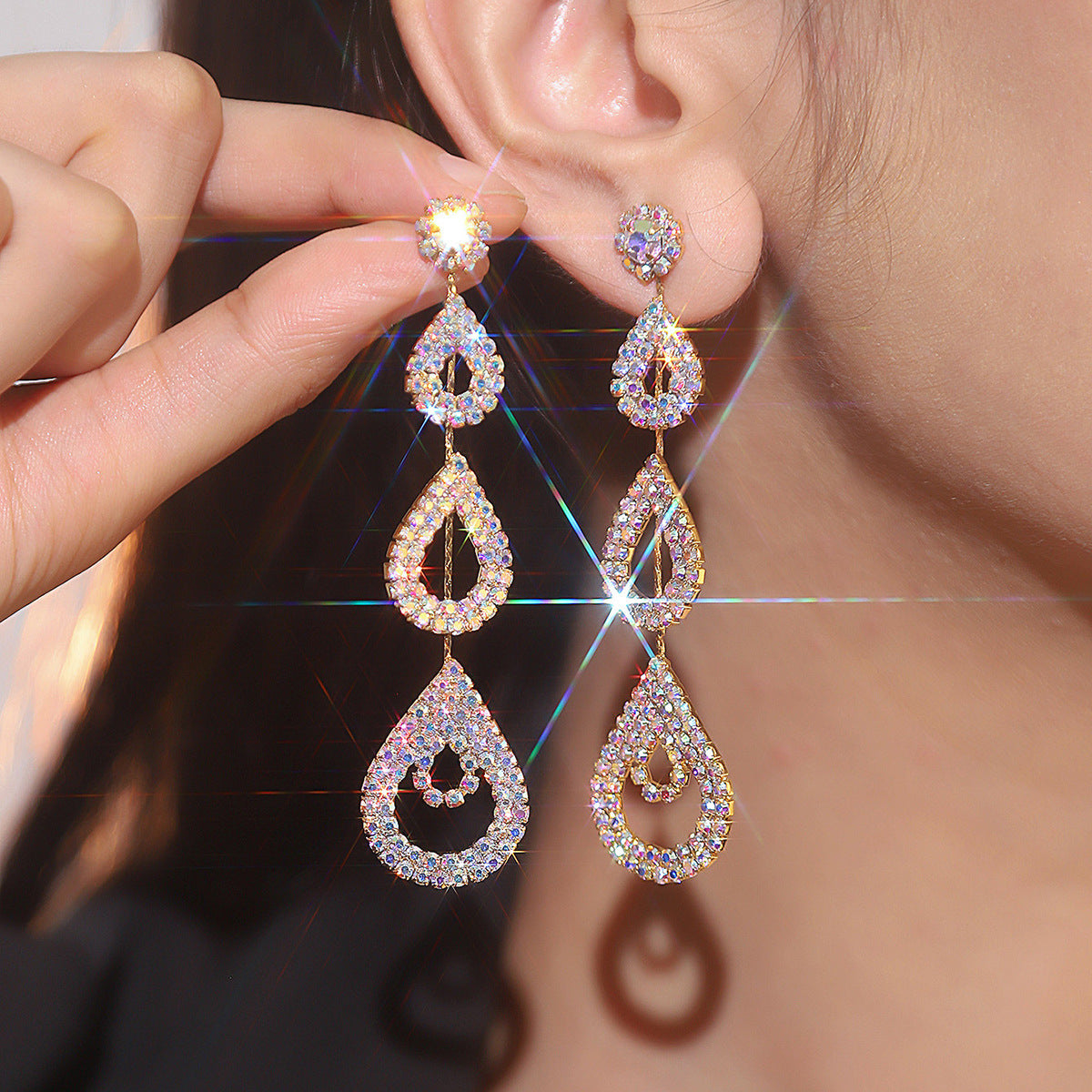 Fashion Rhinestone Long Earrings For Women