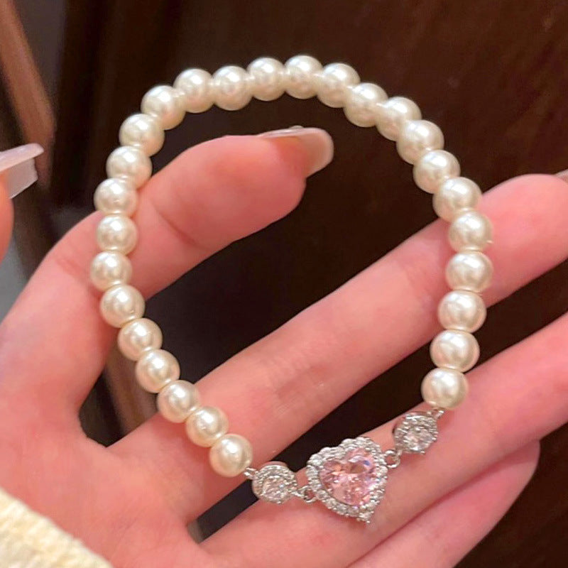 Heart-shaped Zircon Empress Heart-shaped Pearl Bracelet Fashion