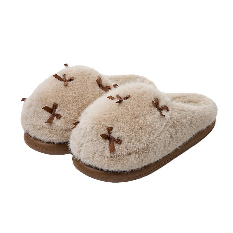 Cotton Slippers Women's Thick Bottom Fur Insulated Cotton-padded Shoes