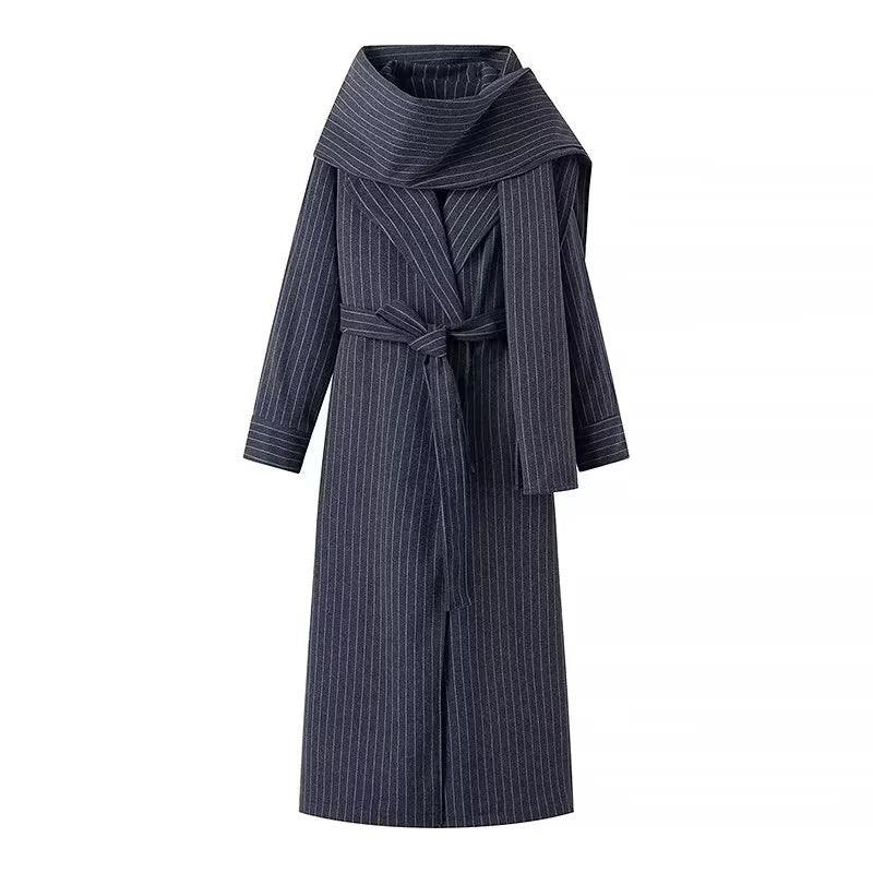 Fashion Women's Mid-length Trench Coat With Scarf