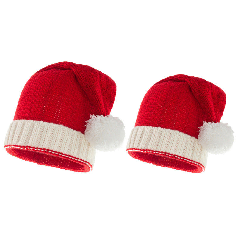 New Knitted Christmas Hat With Fur Ball Holiday Party Decoration Warm Hat Winter