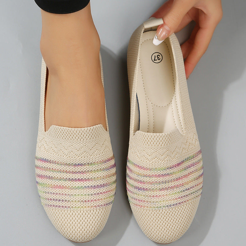 Women's Casual Flying Knit Flat Sole Single Shoes