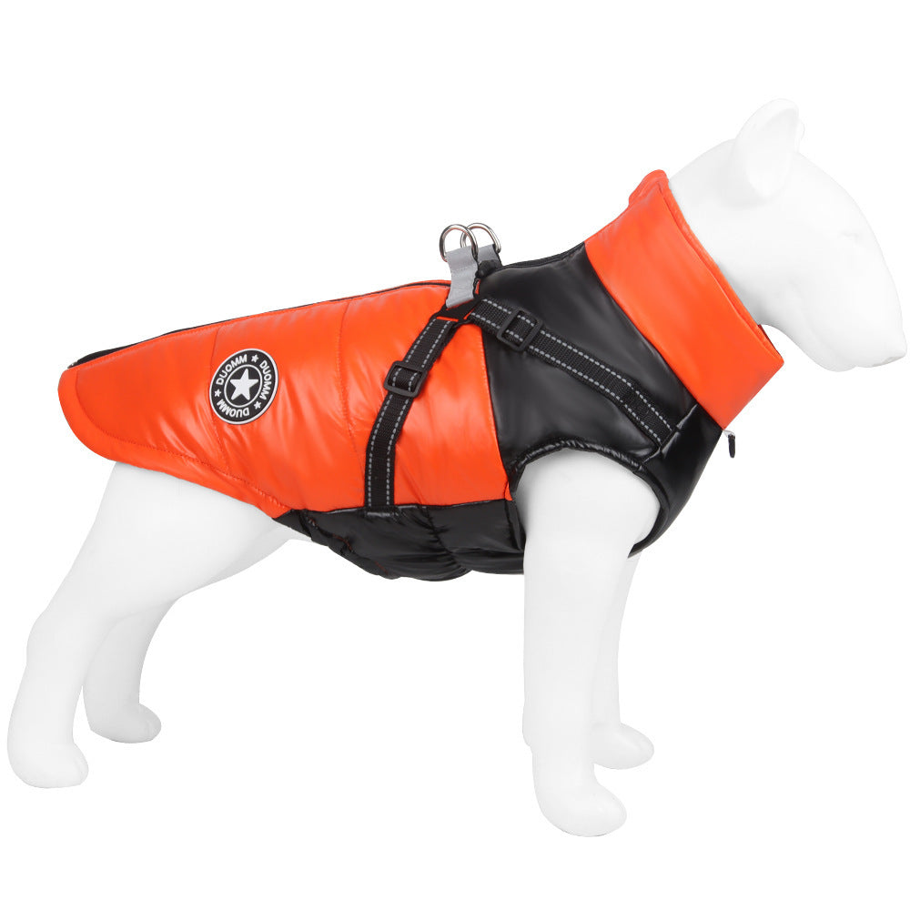 Windproof And Warm Reflective Webbing Big Dog Cotton Coat Pet Clothing