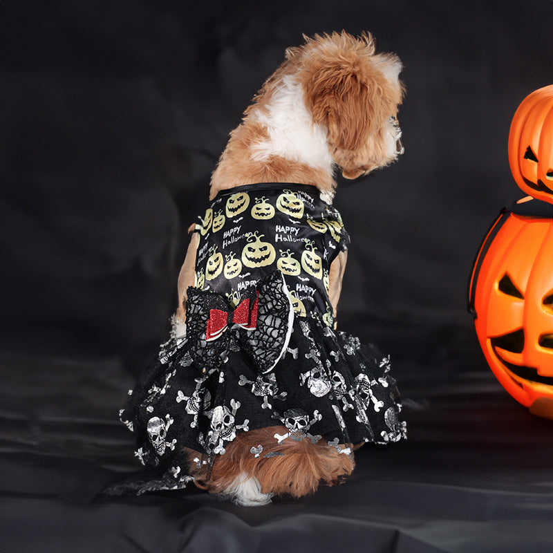 Halloween Mesh Bow Pet Skirt Creative