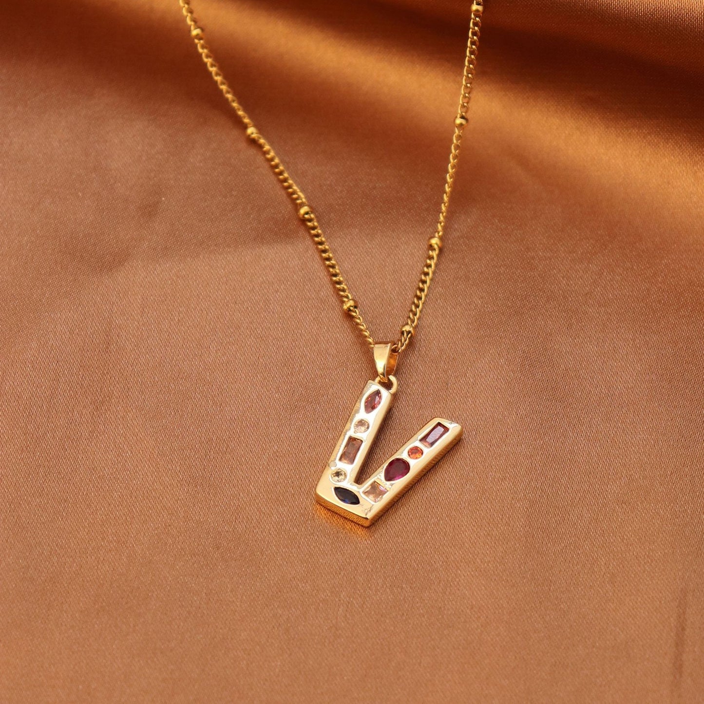 26 Letter Necklace Female Titanium Steel Chain Initial Letter