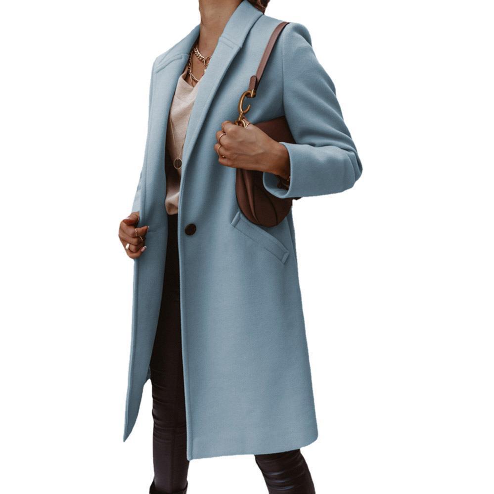 A Mid-length Coat With Solid Lapels