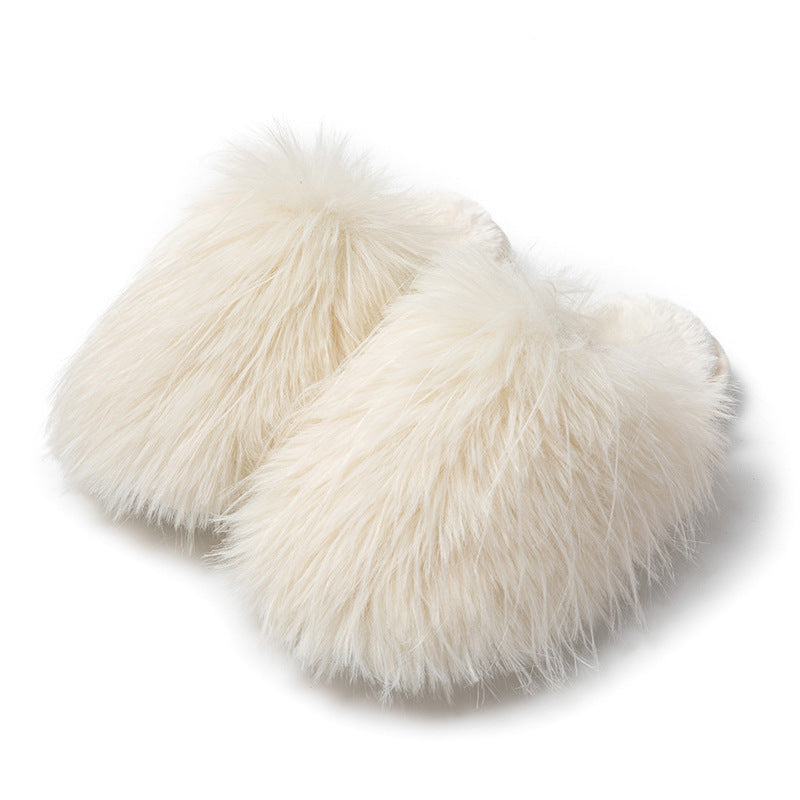 Long Hair Baotou Candy Color Cotton Slippers