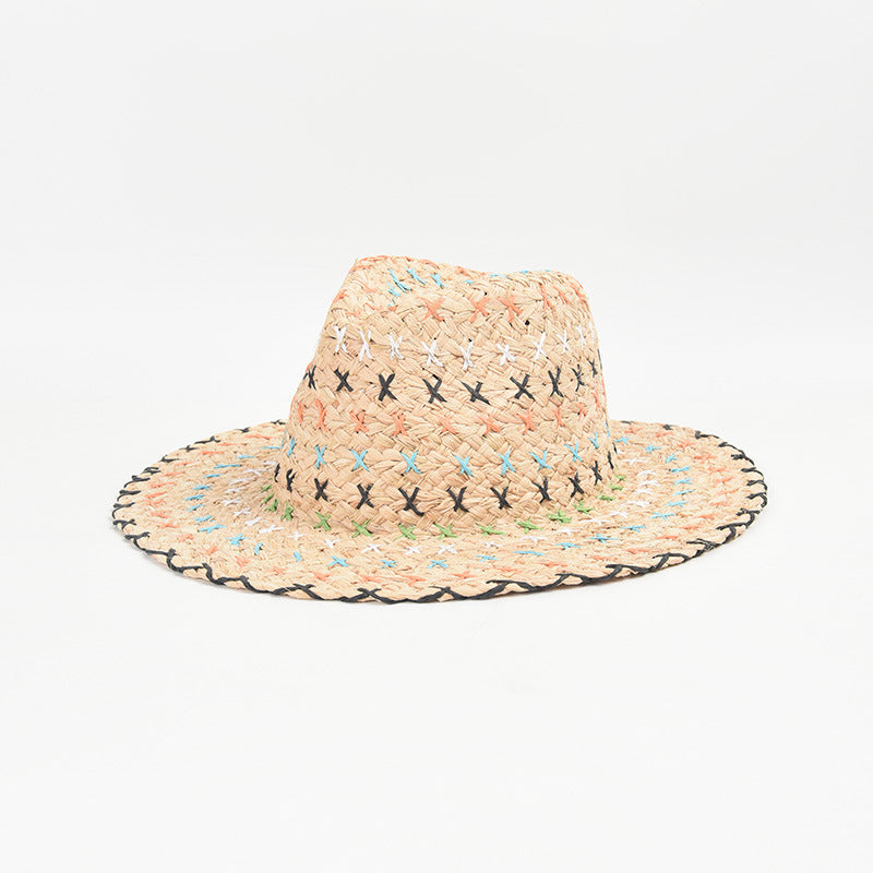 Color Stitching Raffia Hat Women's Spring And Summer New