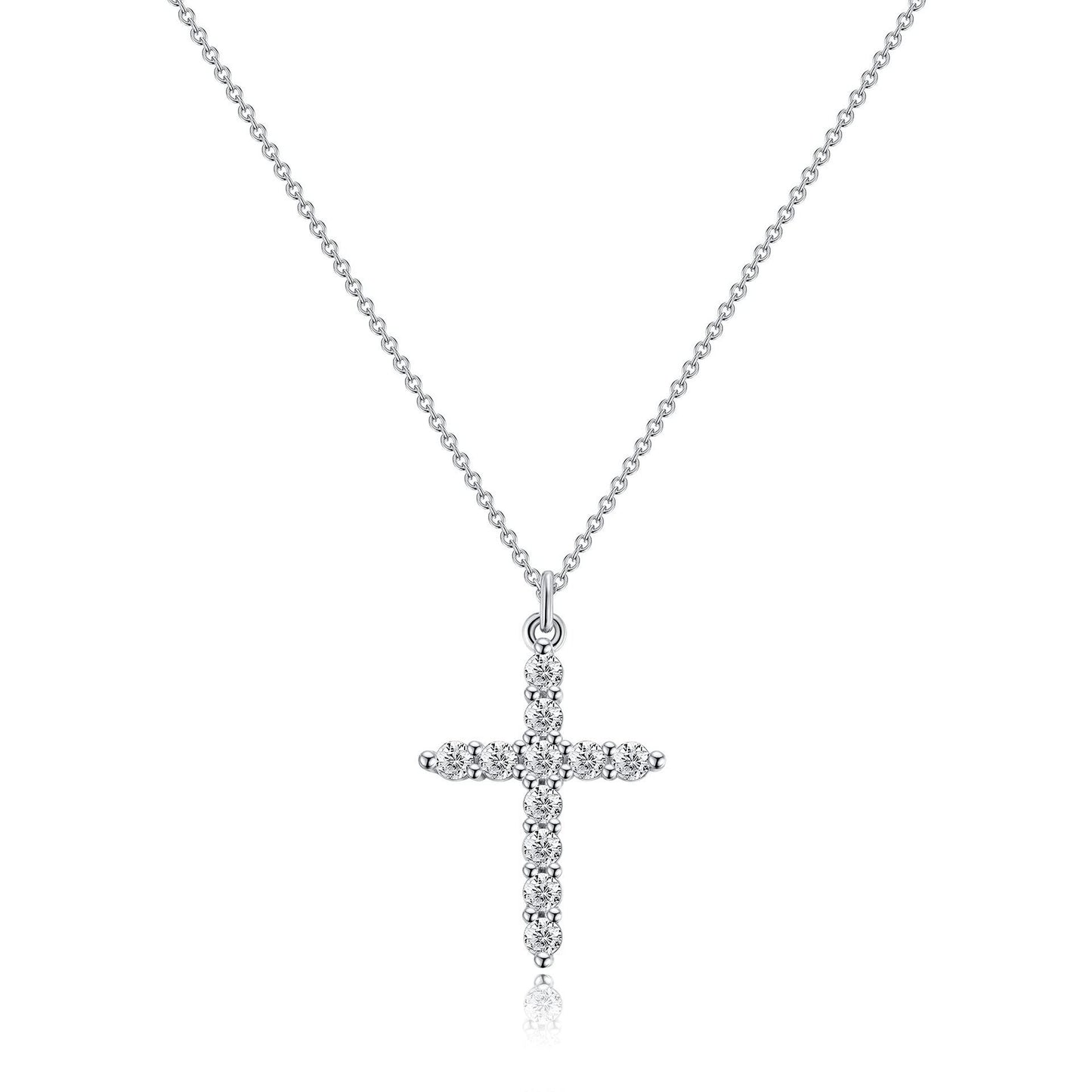 Fashion Jewelry Cross Full Diamond Crown Rotatable Necklace