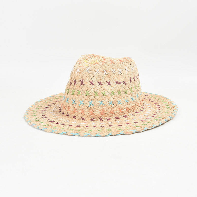 Color Stitching Raffia Hat Women's Spring And Summer New