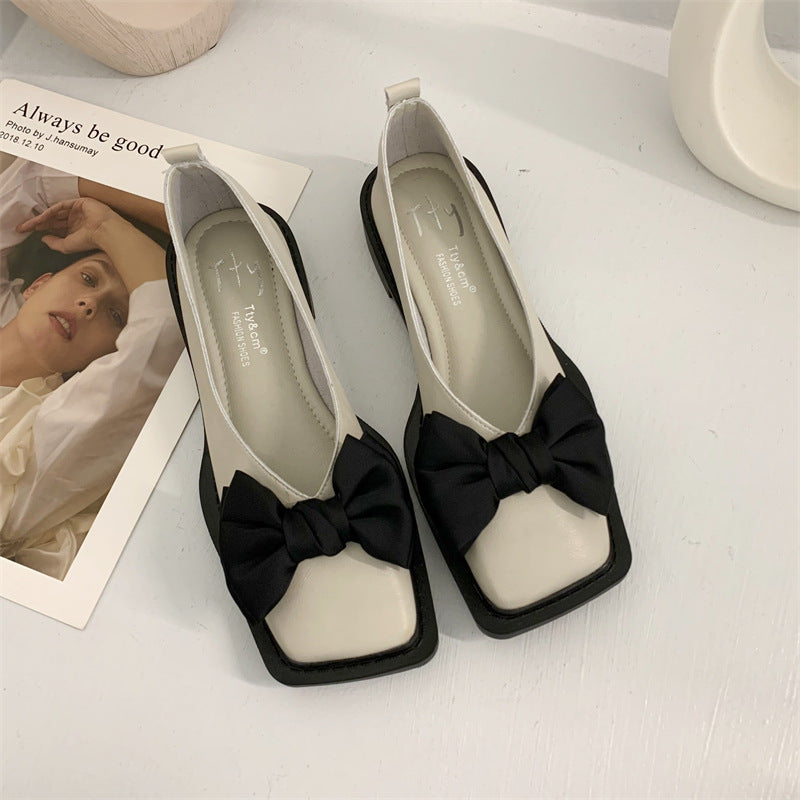 Wanwan Lei Style Bowknot Grandma Pumps