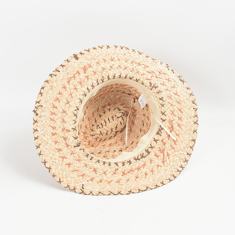 Color Stitching Raffia Hat Women's Spring And Summer New